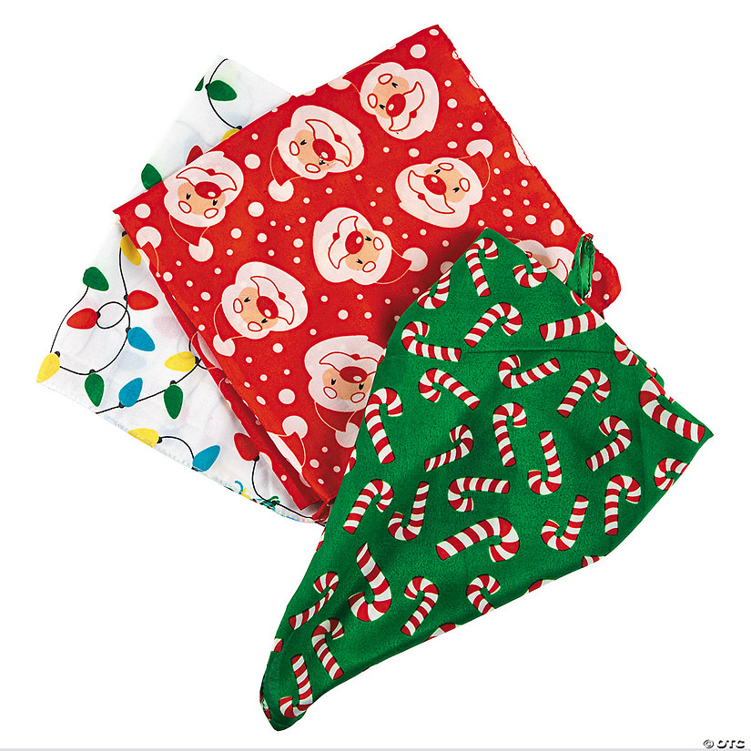 20" Christmas Character & Icon Print Polyester Bandanas - 12 Pc. Image