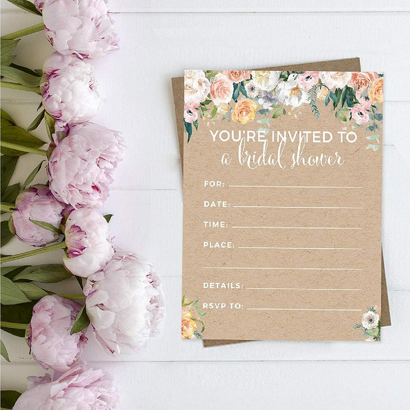 20 Coral Kraft Brown Rustic Invitations Image