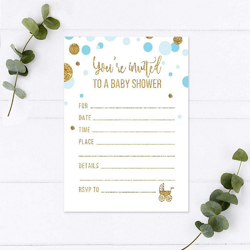 20 Glitter Boy Baby Shower Invitations Image