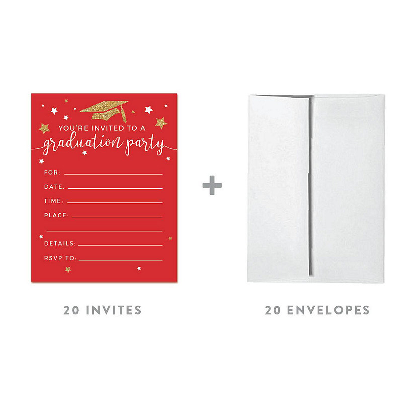 20 Gold/Red Graduation Invitations Image