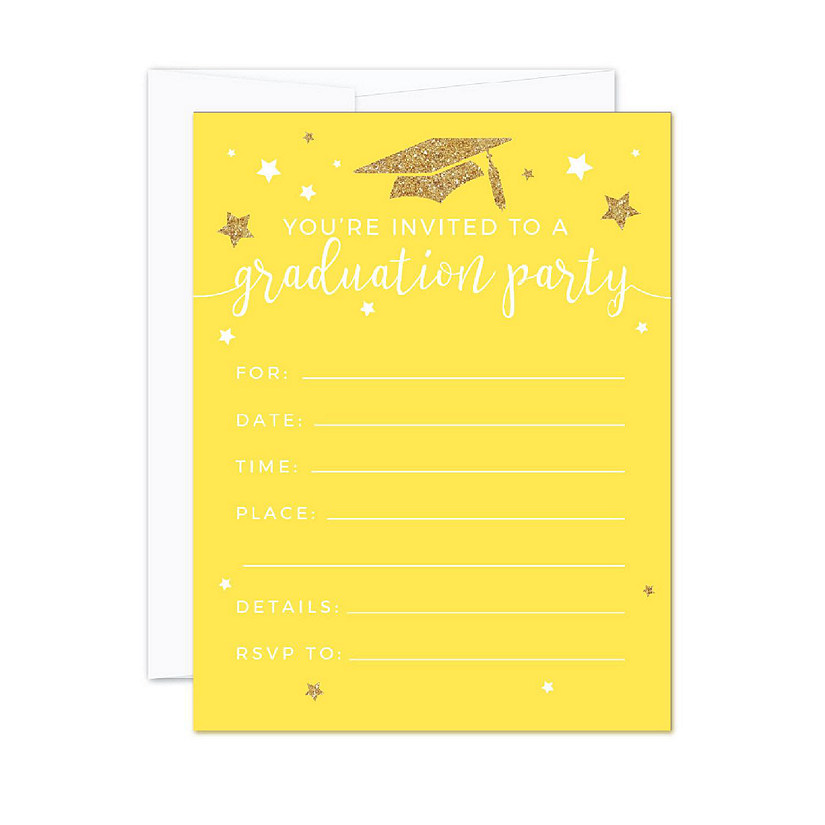 20 Gold/Yellow Graduation Invitations Image
