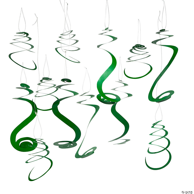 20" Green Hanging Swirl Decorations - 12 Pc. Image