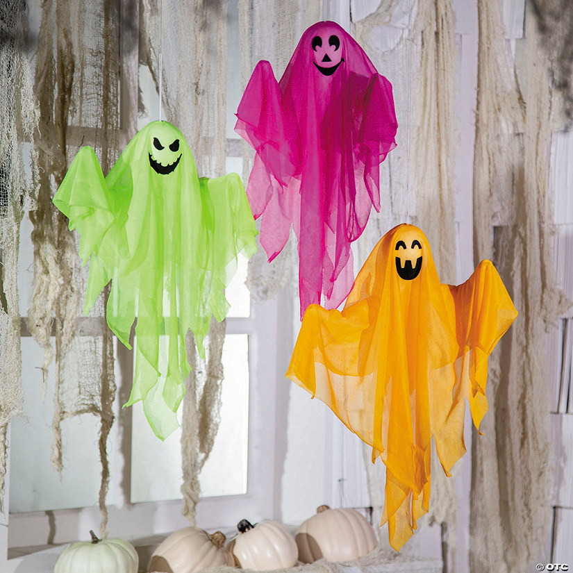20" Halloween Bright Polyester Ghosts Hanging Decoration Set - 3 Pc. Image