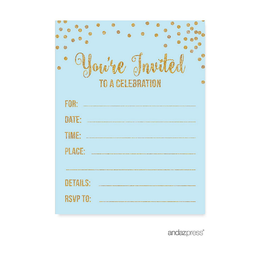 20 Light Blue/Glitter Boy's Invitations Image