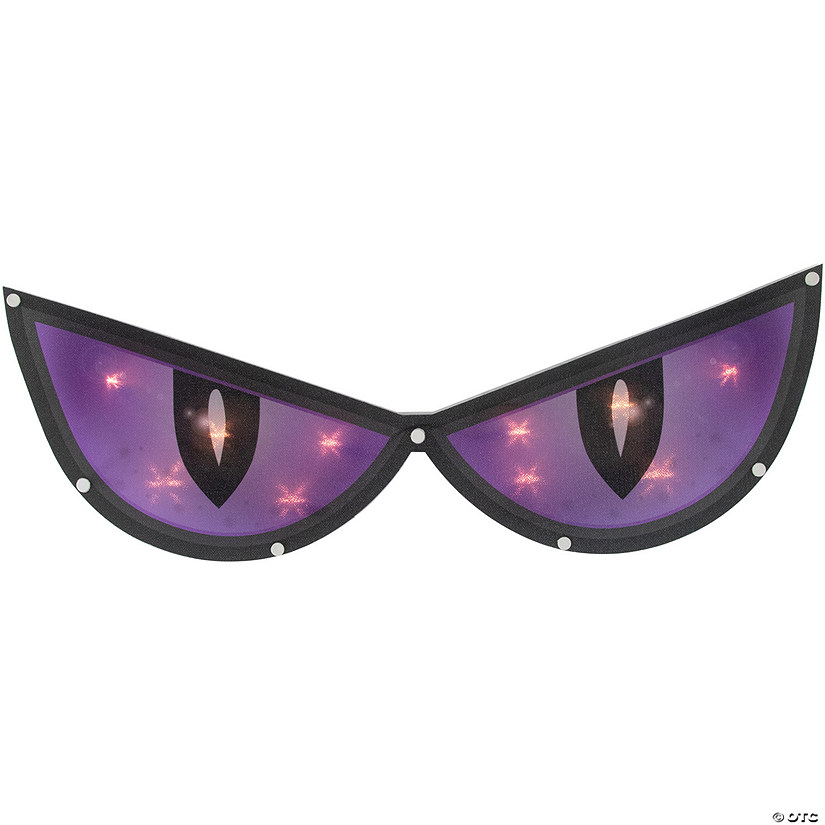 20" Lighted Purple Eyes Halloween Window Silhouette Decoration Image
