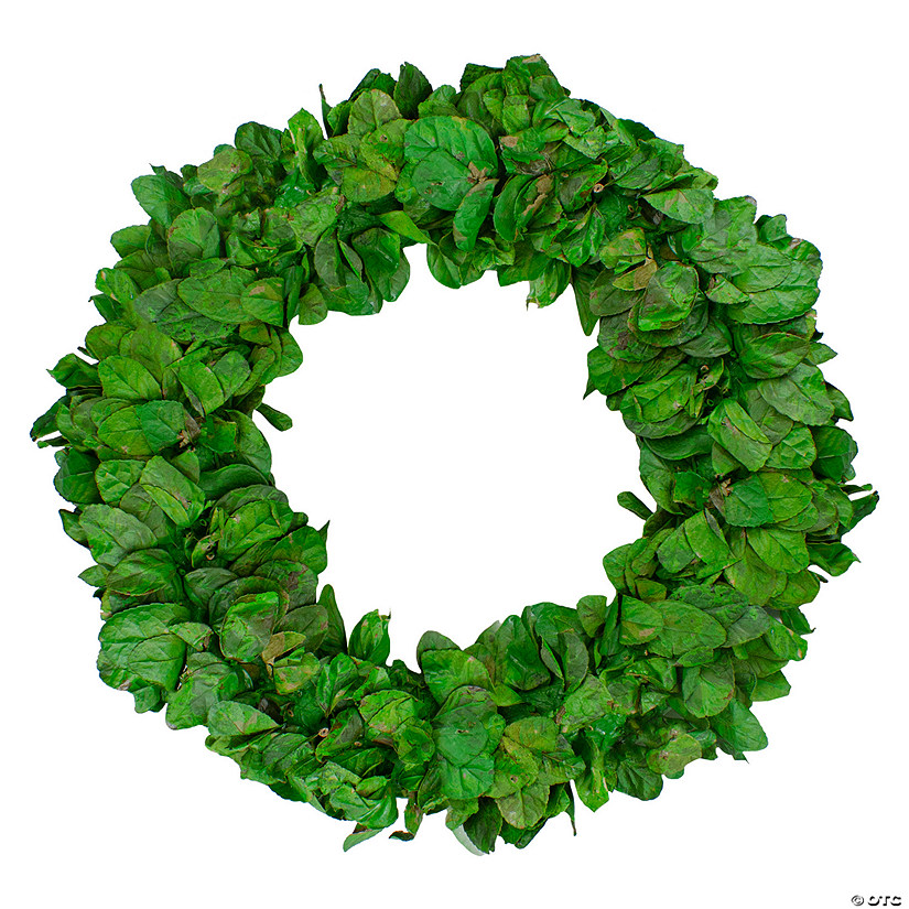 20" Lush Green Preserved Leaf Spring Garden Wreath - Unlit Image