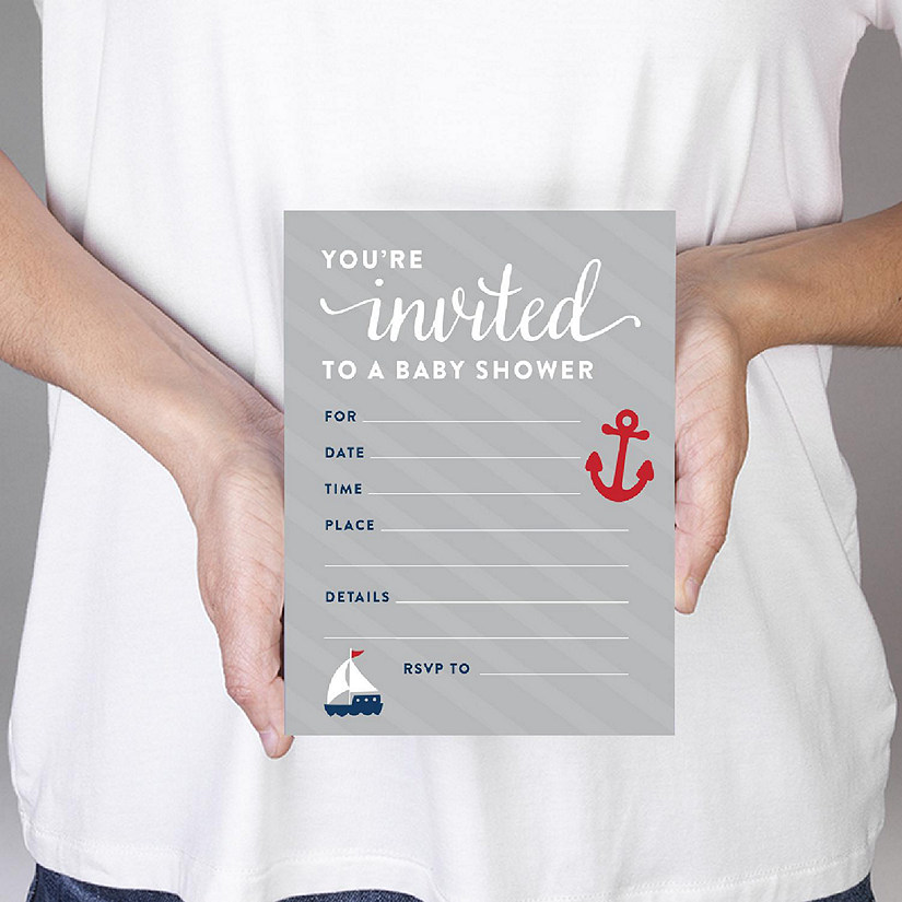20 Nautical Baby  Blank Invitations Image