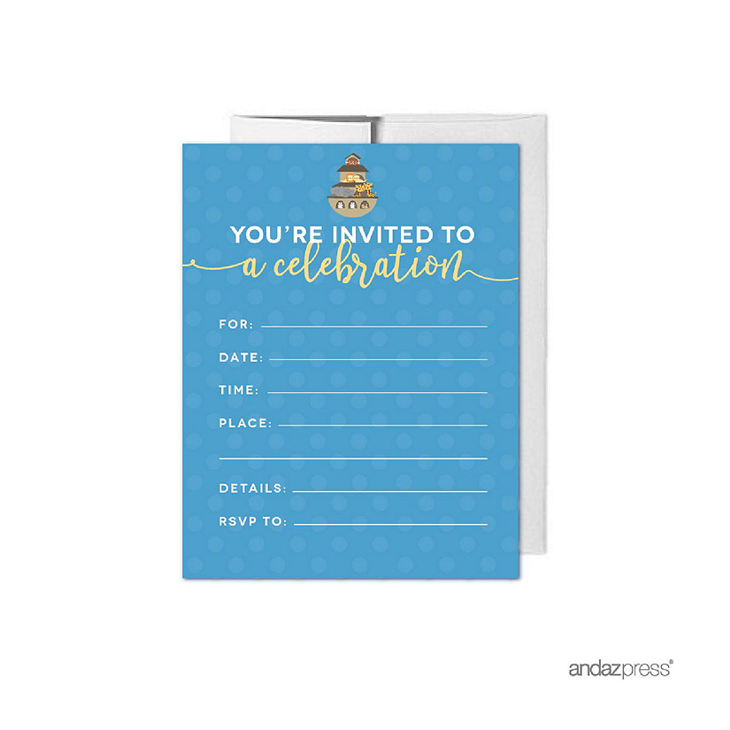 20 Noah's Ark Baby Blank Invitations Image