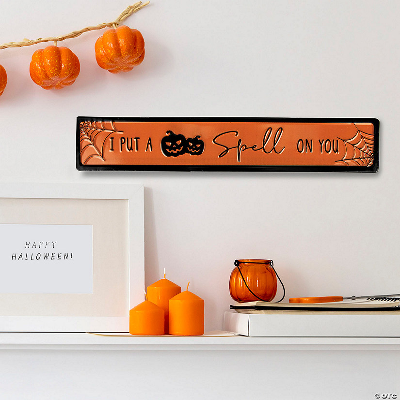 20" Orange and Black "I Put a Spell on You" Halloween Wall Sign Image
