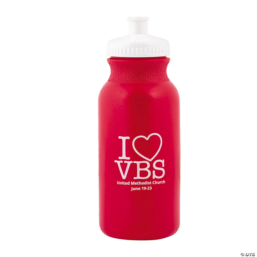 20 oz. Bulk 50 Ct. Personalized I Love VBS Plastic Water Bottles Image