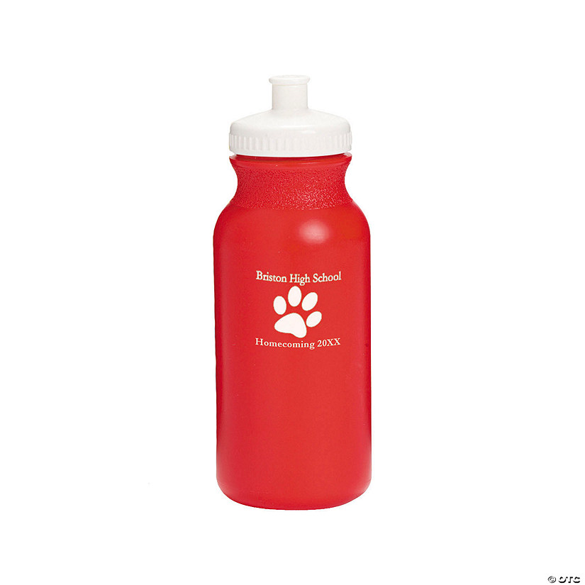 20 oz. Bulk 50 Ct. Personalized Paw Print Opaque Plastic Water Bottles Image