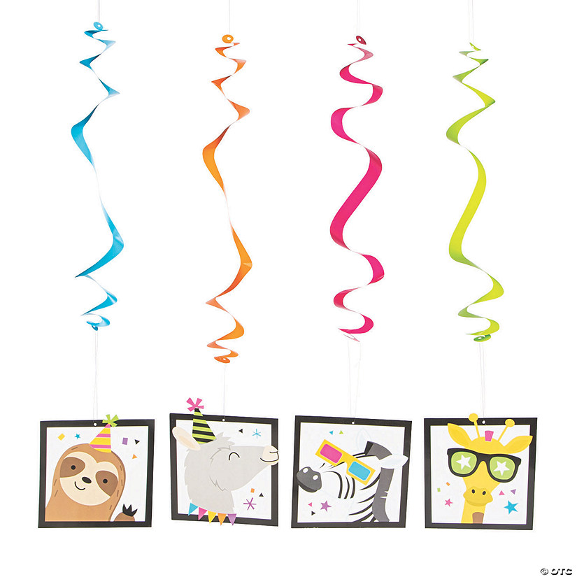 20" Party Animals Hanging Swirl Decorations - 12 Pc. Image