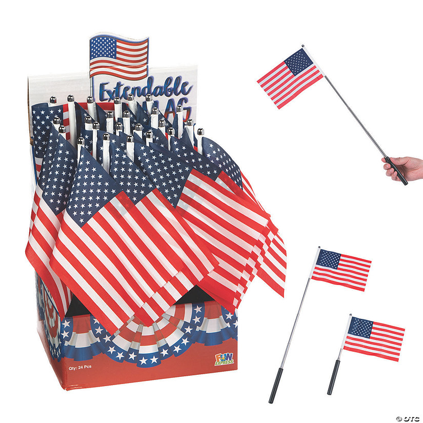 20" Patriotic Extendable Hand-Held USA Flags - 24 Pc. Image