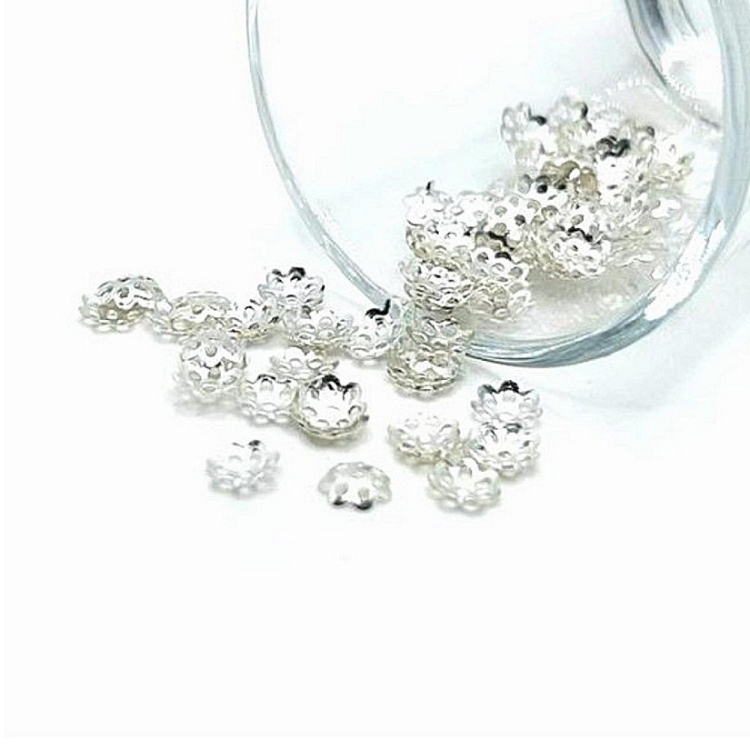 20 Pcs 6mm Iron Silver Bead Caps Image