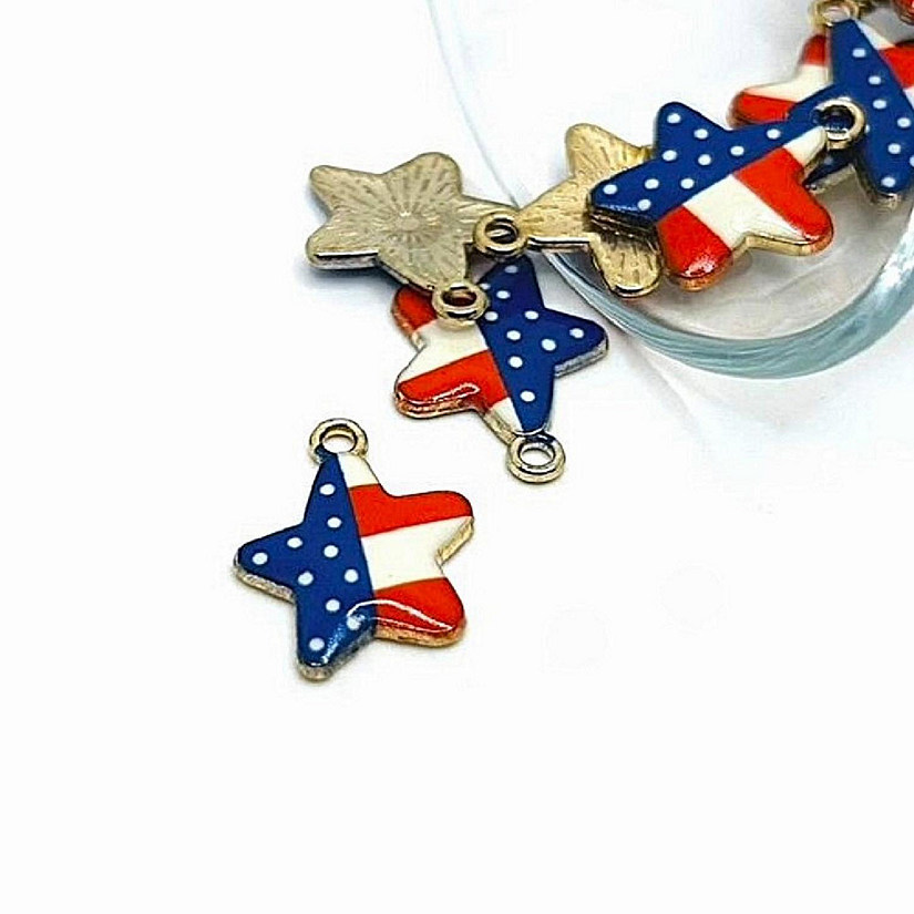 20 Pcs American Flag Star Charms Image