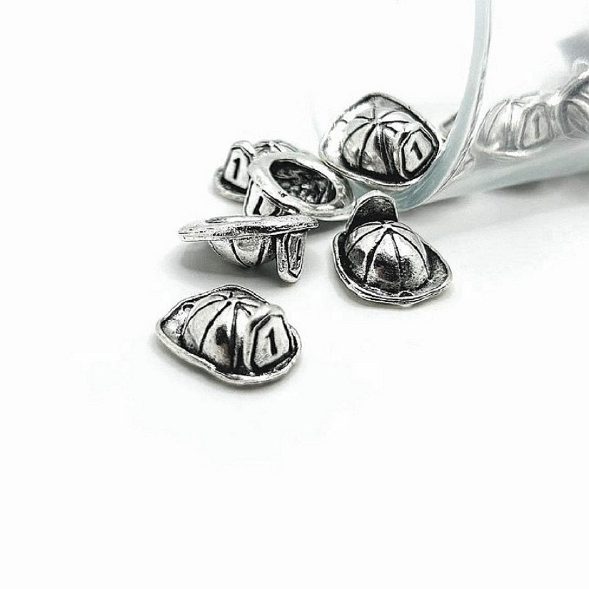 20 Pcs Antique Silver Fireman Helmet Image
