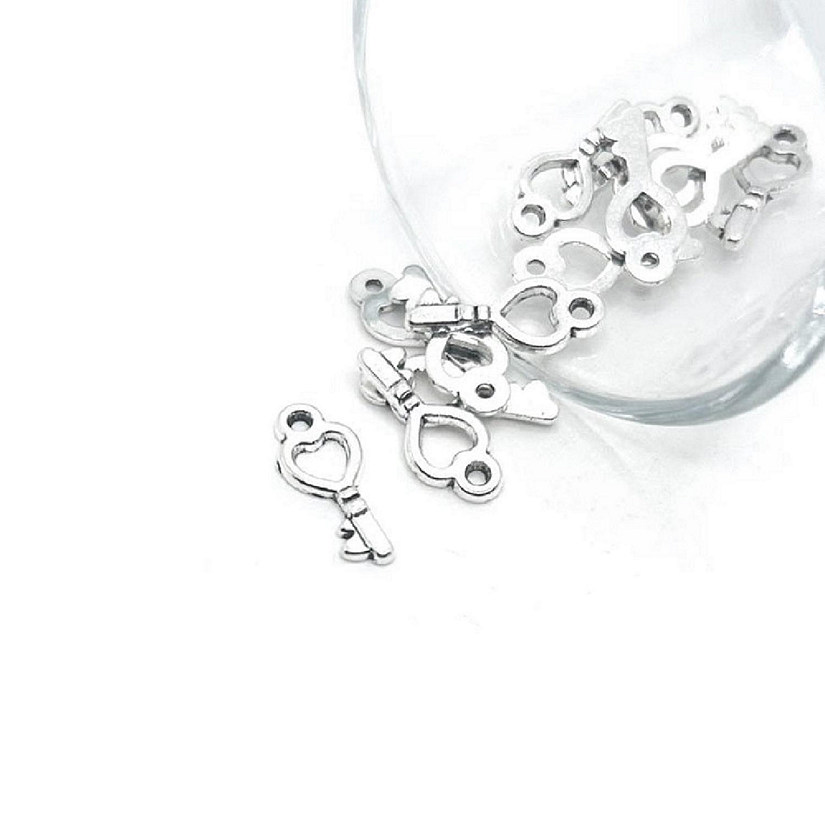 20 Pcs Antique Silver Heart Key Charms Image