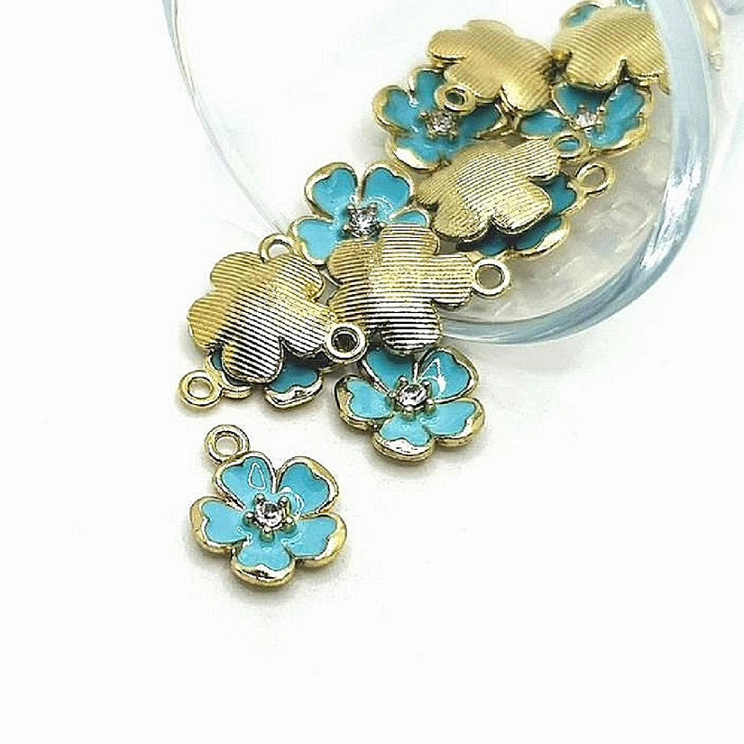 20 Pcs Blue Flower Rhinestone Charm Image