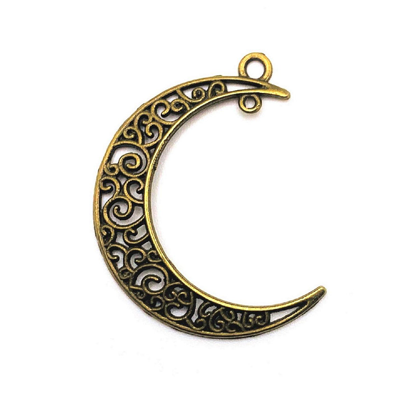 20 Pcs Bronze Moon Double Hoop Charms Image