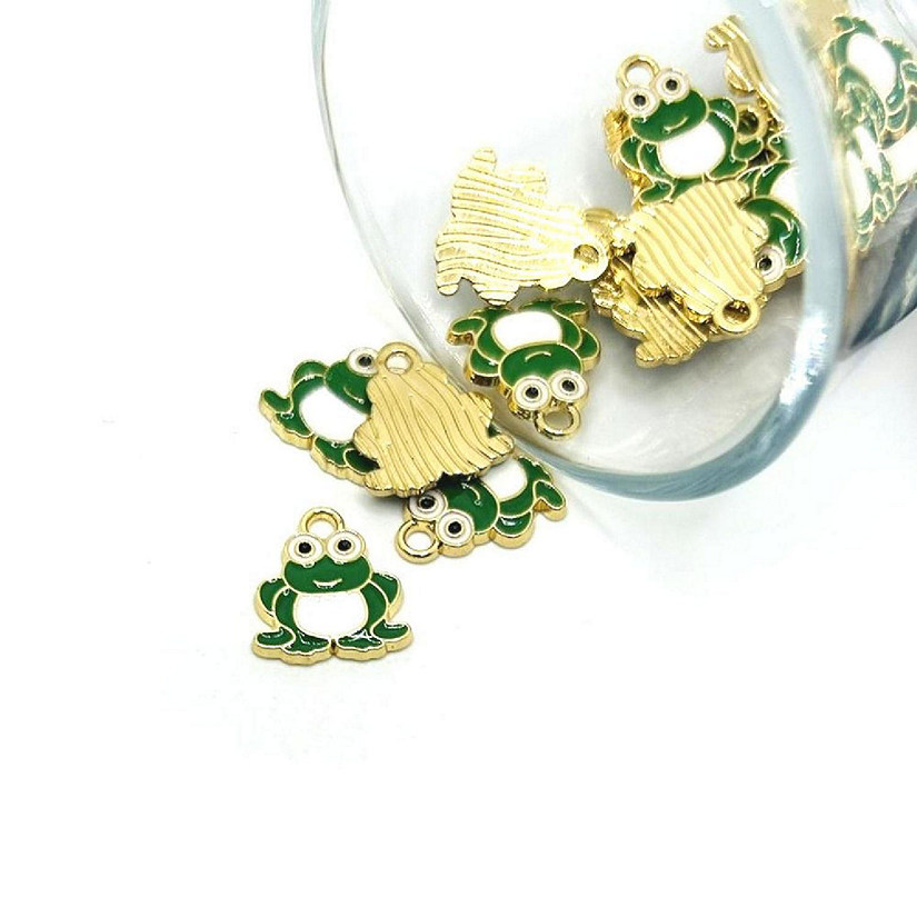 20 Pcs Cute Green Frog Charms Image