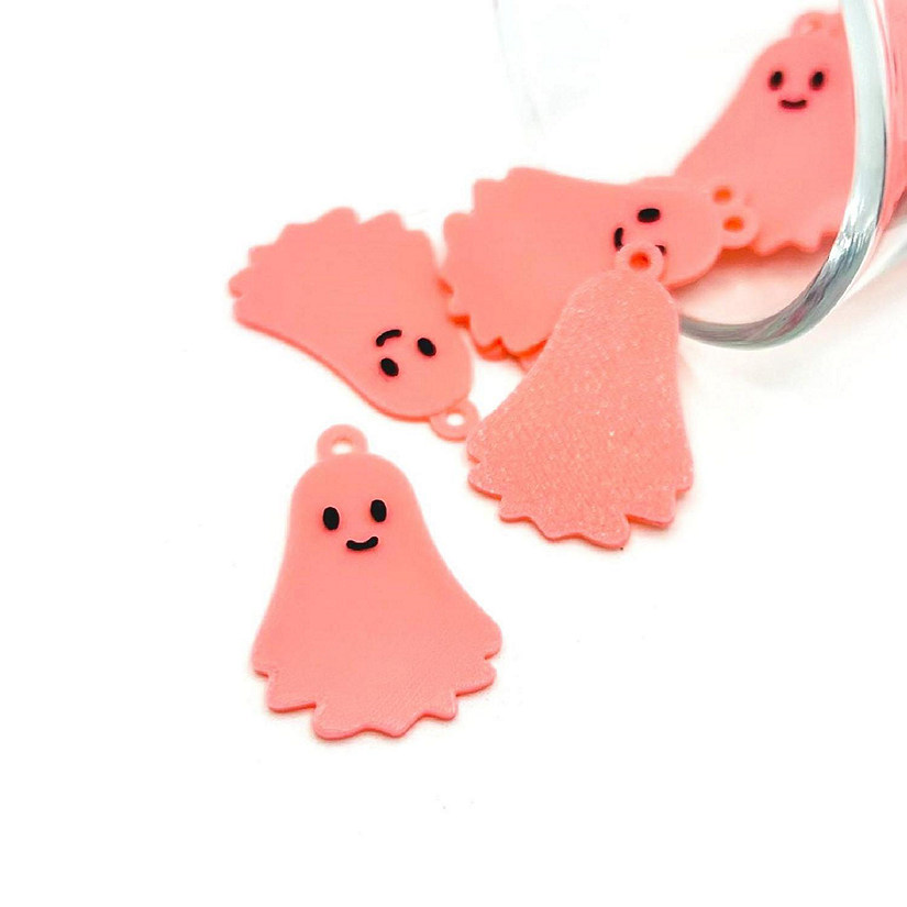 20 Pcs Cute Pink Smiling Ghost Charms Image