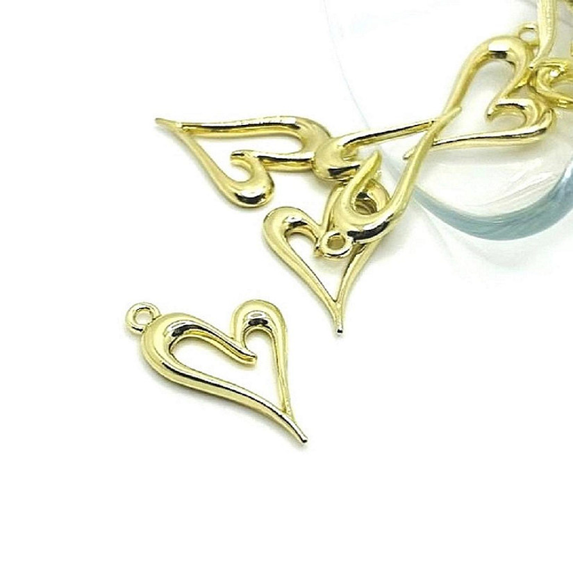 20 Pcs Gold Asymmetrical Heart Charms Image
