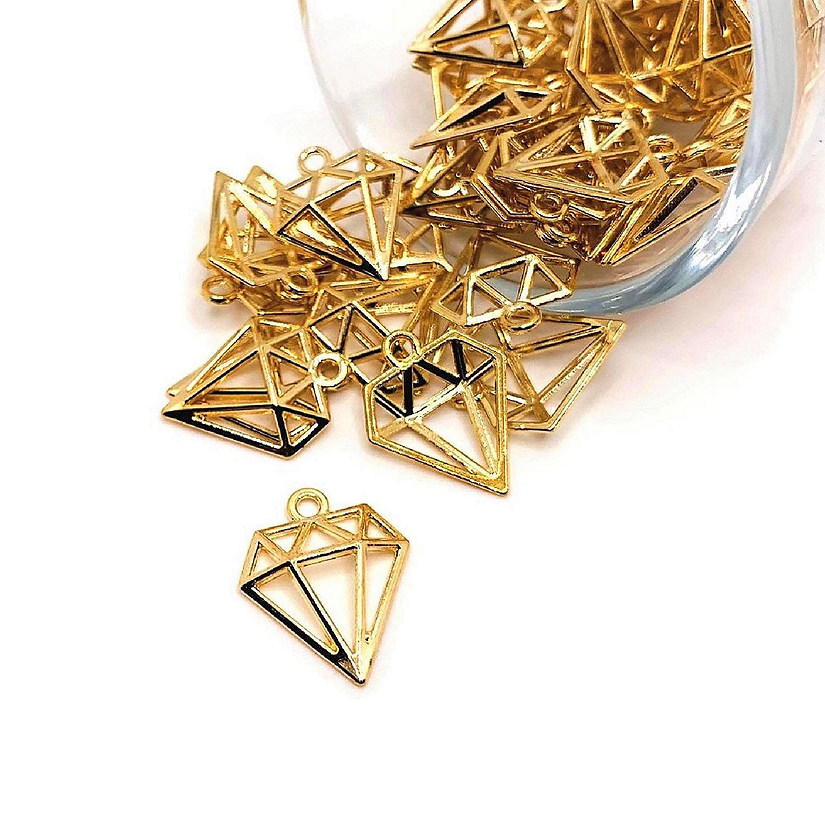 20 Pcs Gold Diamond Shape Charms Image