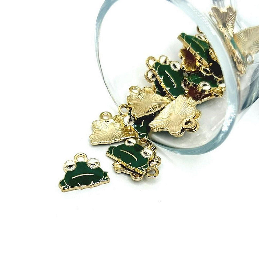 20 Pcs Green Grumpy Frog Charms Image