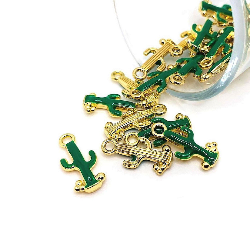 20 Pcs Green Saguaro Cactus Charms Image