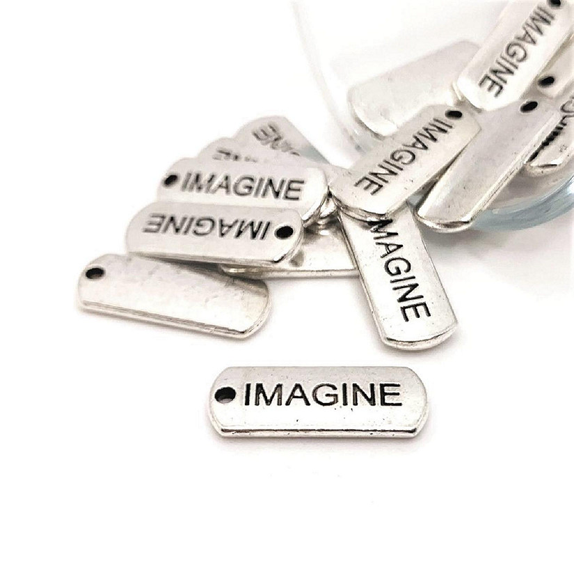 20 Pcs Imagine Word Bar Tag Charms Image