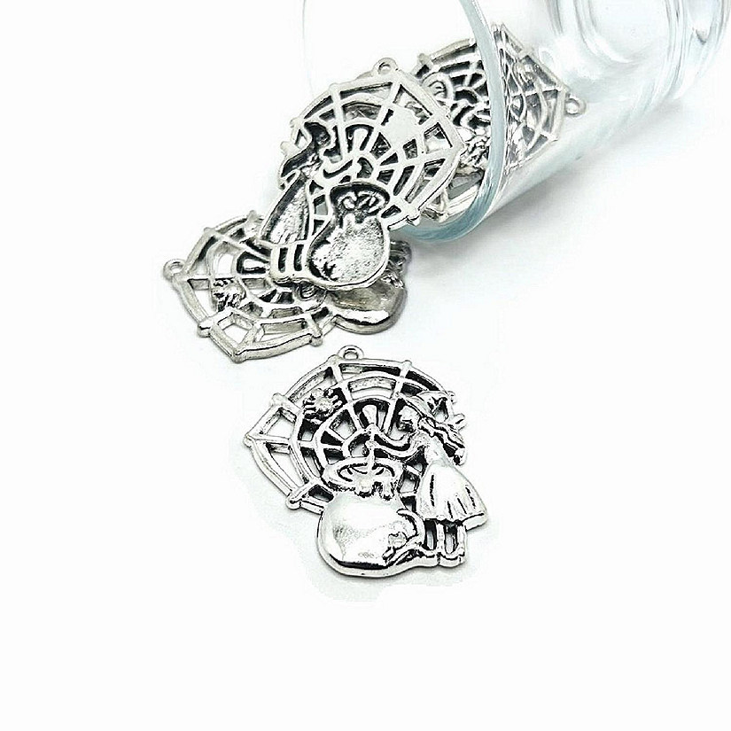 20 Pcs Large Witch with Web Pendant Image