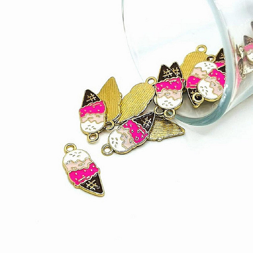 20 Pcs Neapolitan Ice Cream Cone Charms Image