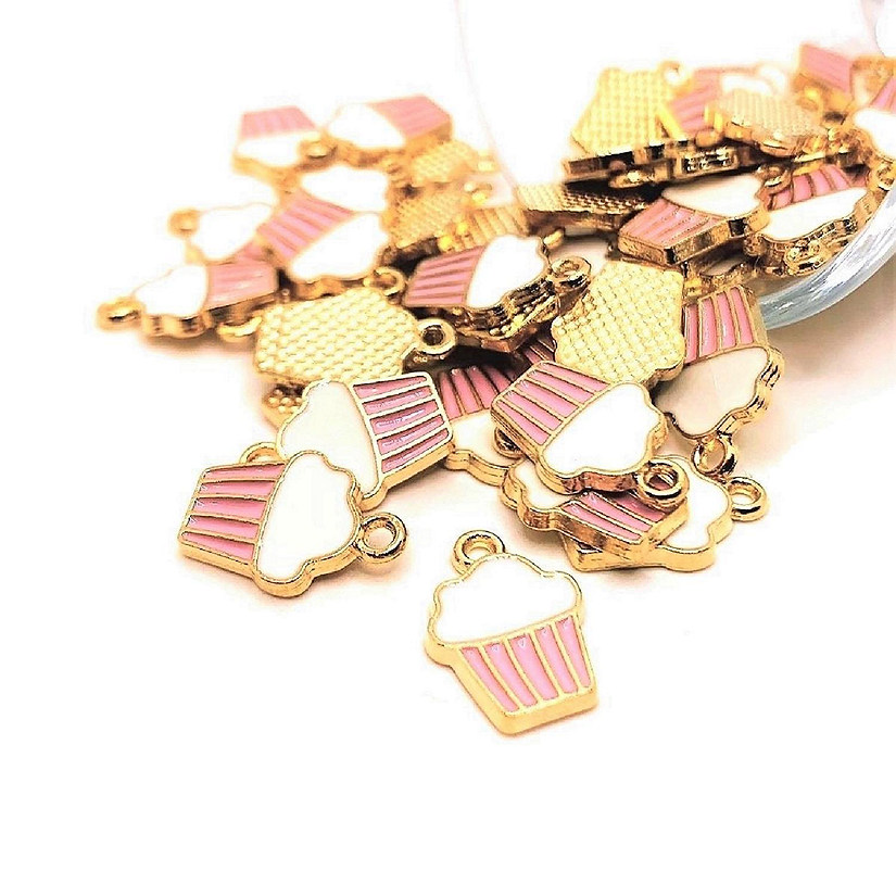 20 Pcs Pink Cupcake Baker Charms Image