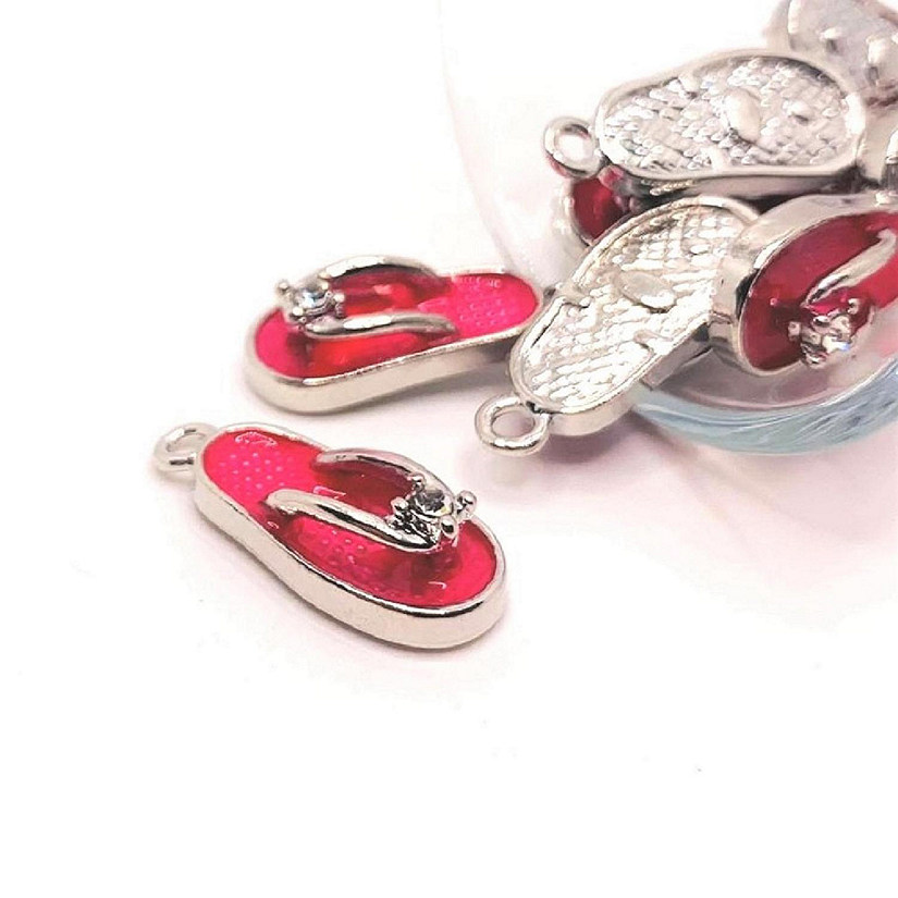 20 Pcs Pink Enamel Flip Flop Sandal Image