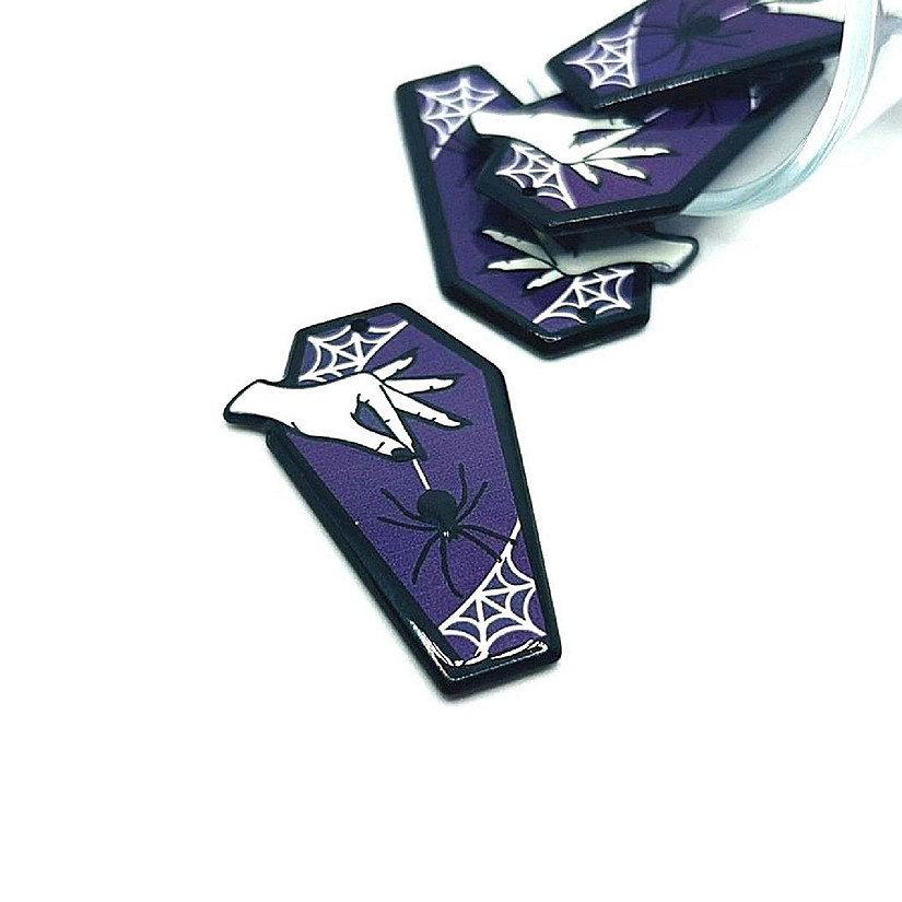 20 Pcs Purple Coffin with Spider Charms Image