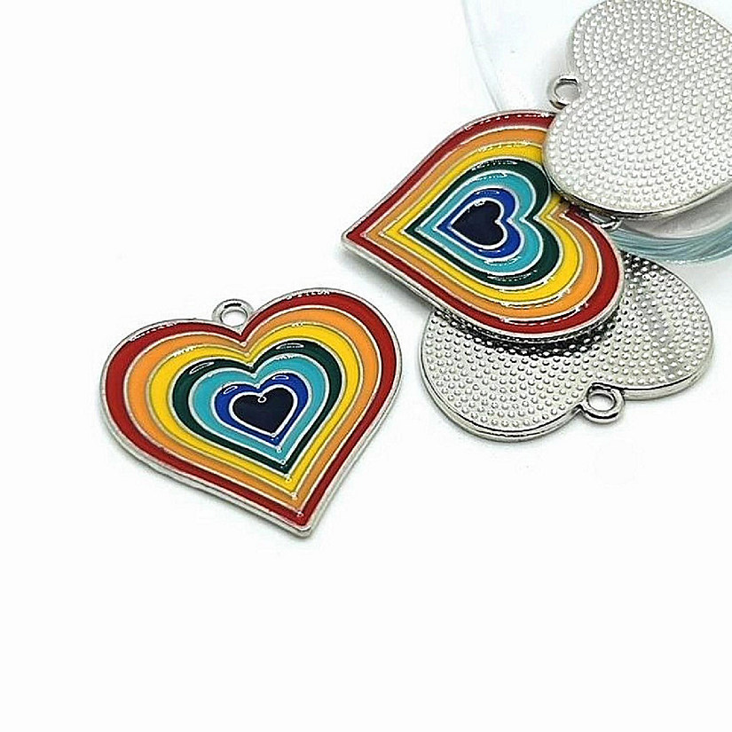 20 Pcs Rainbow Heart Charms Image