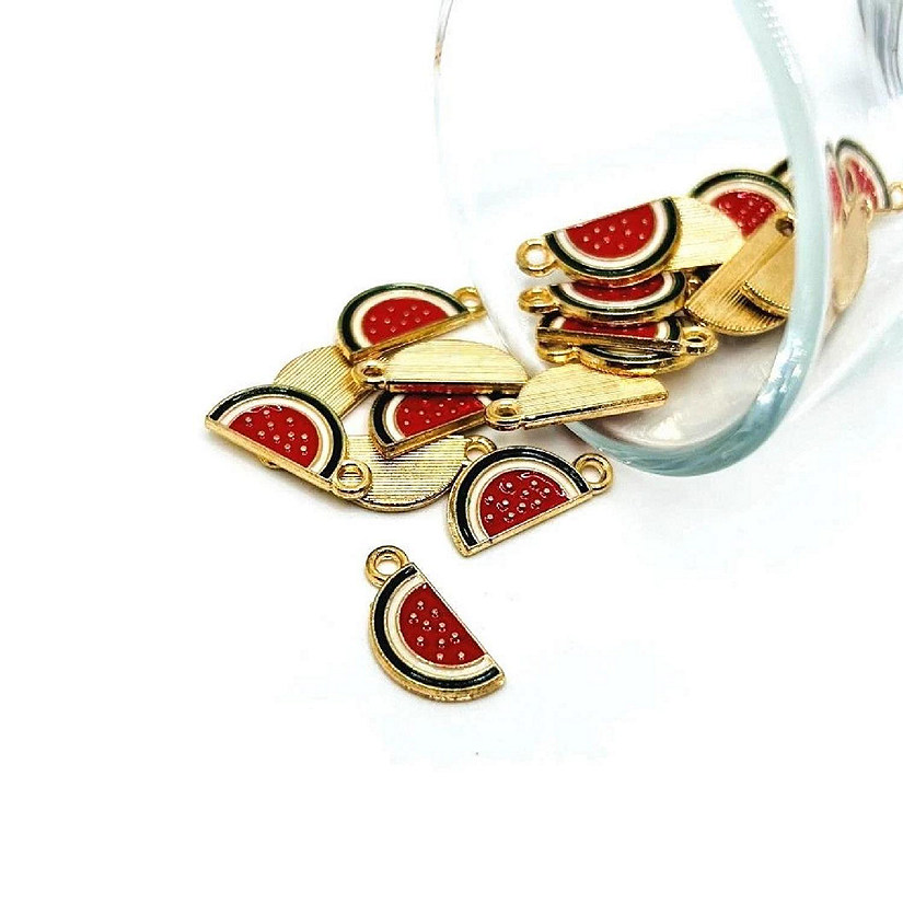 20 Pcs Red and Gold Watermelon Charms Oriental Trading