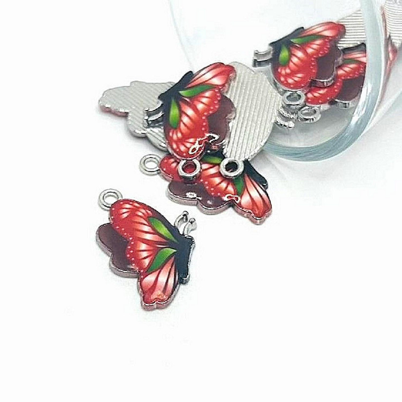 20 Pcs Red Butterfly Charms Image