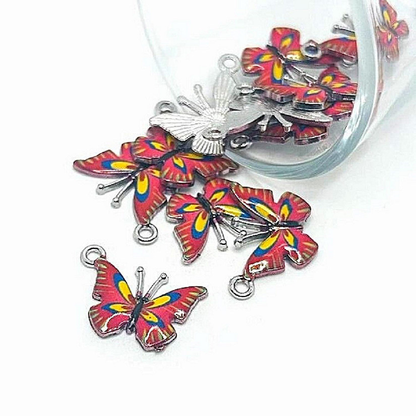 20 Pcs Red Butterfly Charms Image