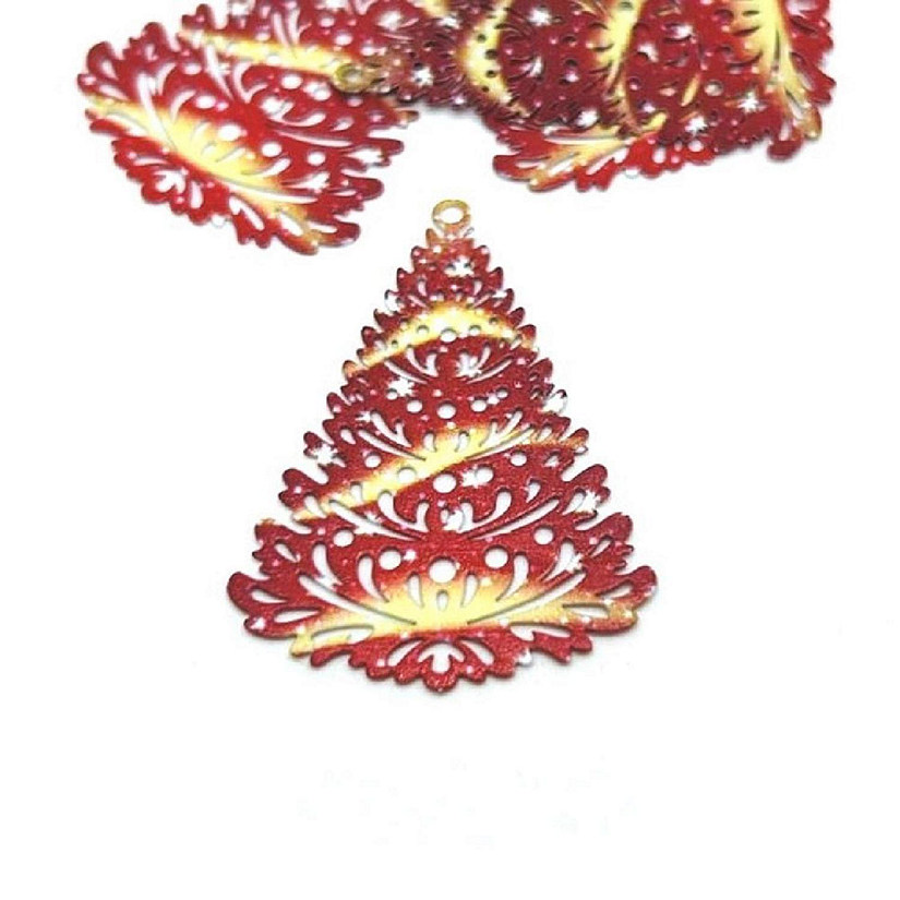 20 Pcs Red Christmas Tree Charms Image