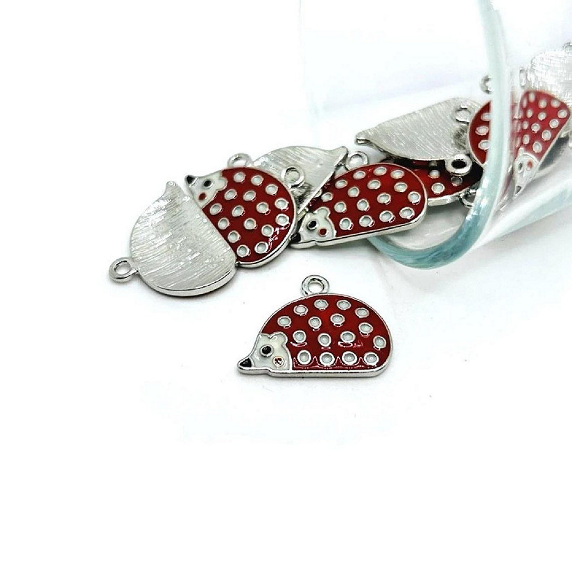 20 Pcs Red Enamel Hedgehog Charms Image