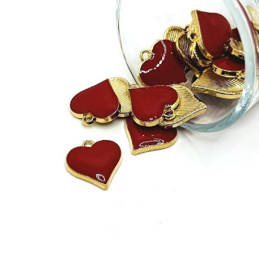 20 Pcs Red Heart Charms Image