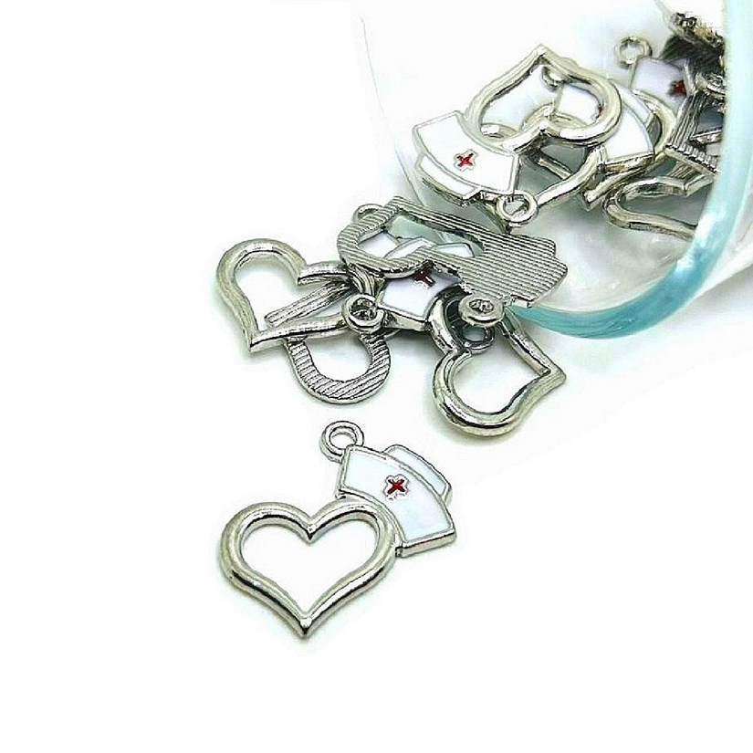 20 Pcs RN Red Cross Nurse Charms Image