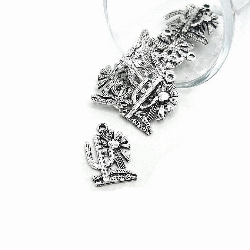 20 Pcs Saguaro Cactus Charms with Sun Image