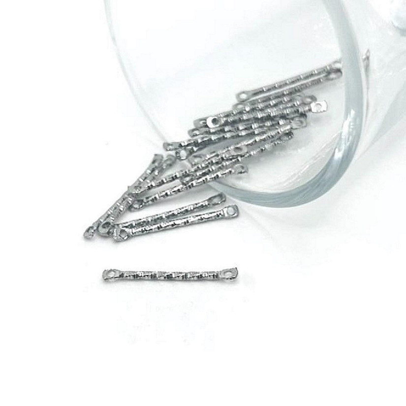 20 Pcs Silver 17x2mm Bar Connectors Image