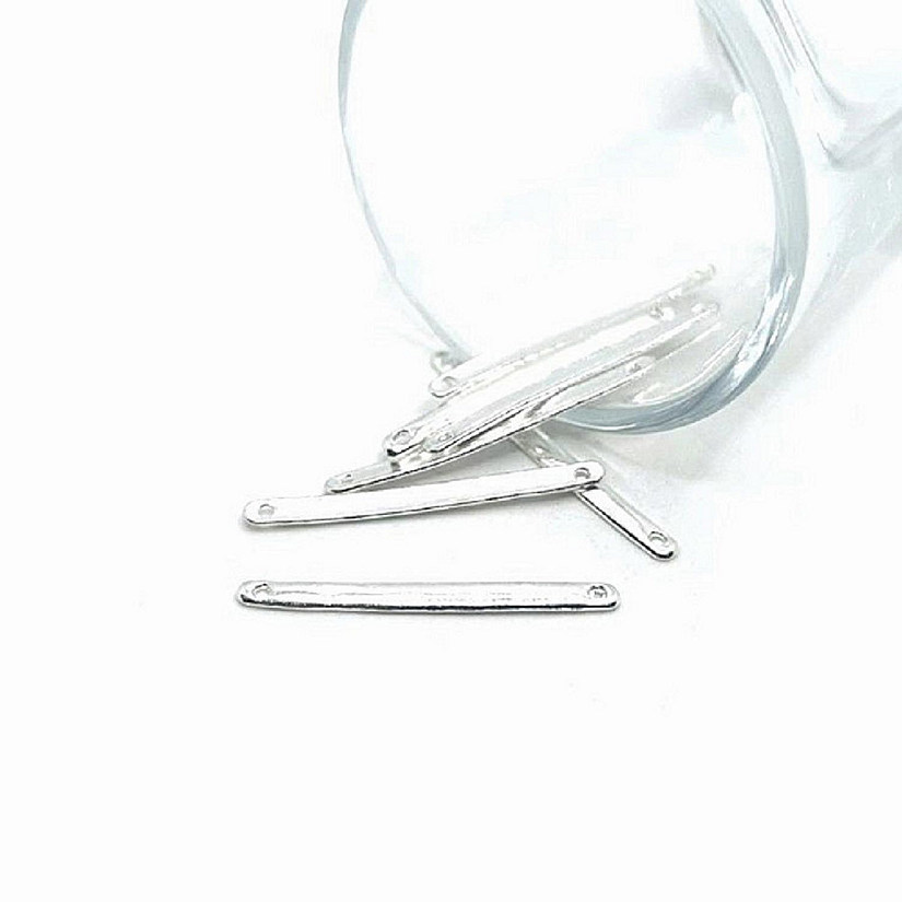 20 Pcs Silver 33x3mm Bar Connectors Image