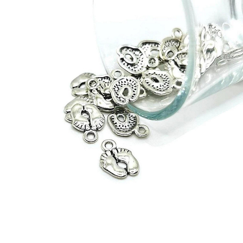 20 Pcs Silver Baby Feet Charms Image