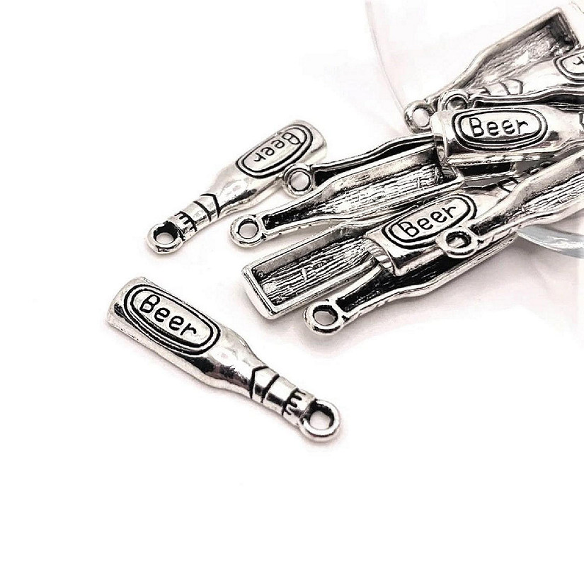 20 Pcs Silver Beer Bottle Charms Image