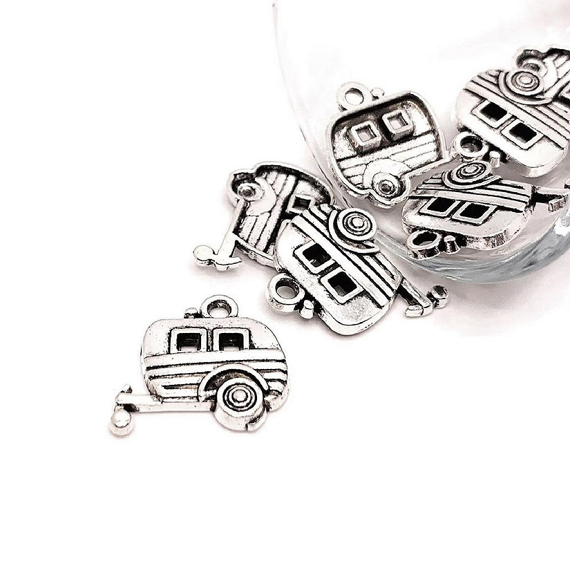 20 Pcs Silver Camping Trailer Charms Image