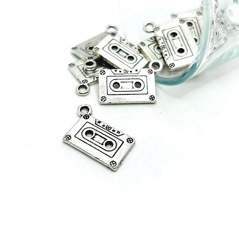20 Pcs Silver Cassette 3D Charms Image
